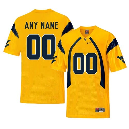 Custom West Virginia Mountaineers Jersey Yellow College Football Style 2