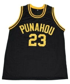 Alternative view of Barack Obama #23 Punahou High School New Basketball Jersey Black