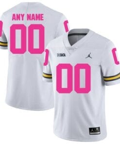 Michigan Wolverines Custom Jersey White Pink College Football