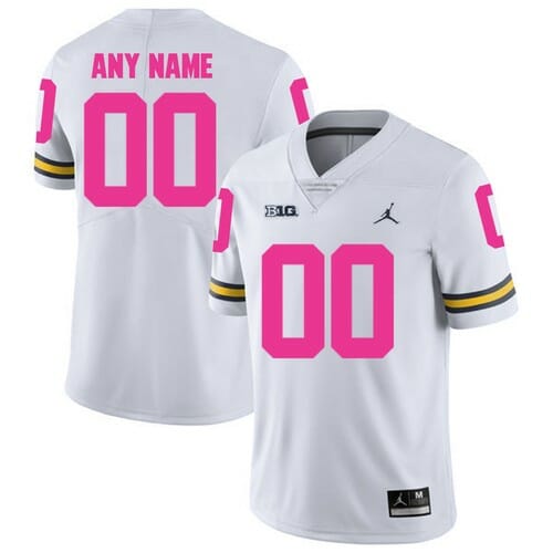 Michigan Wolverines Custom Jersey White Pink College Football