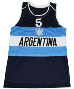 Alternative view of Manu Ginobili #5 Argentina Basketball Jersey Navy Blue