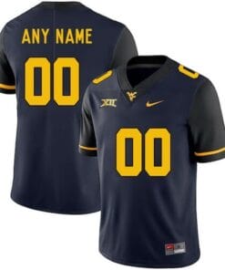 Custom West Virginia Mountaineers Jersey Navy Blue NCAA Football Jerseys