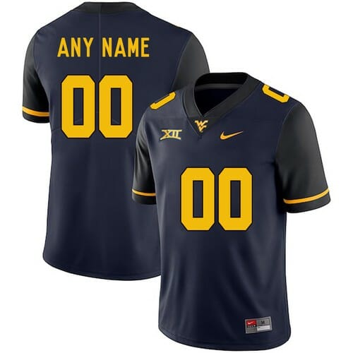 Custom West Virginia Mountaineers Jersey Navy Blue NCAA Football Jerseys
