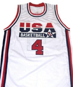 Alternative view of Christian Laettner #4 Team USA Basketball Jersey White