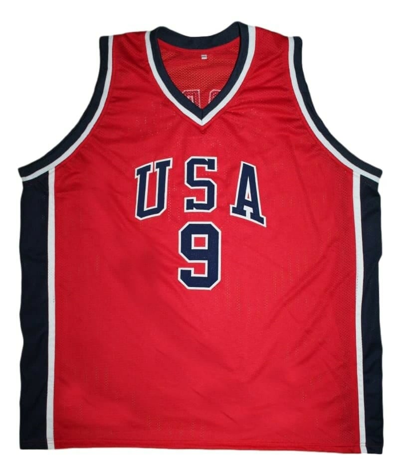 Michael Jordan #9 Team USA Basketball Jersey Red - Image 2
