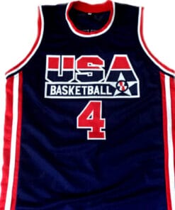 Alternative view of Christian Laettner #4 Team USA Basketball Jersey Navy Blue
