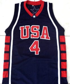 Alternative view of Allen Iverson #4 Team USA Basketball Jersey Navy Blue