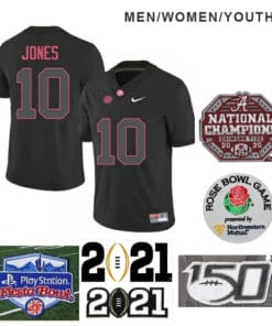 Alabama Crimson Tide #10 Mac Jones Football Black Jersey