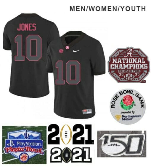 Alabama Crimson Tide #10 Mac Jones Football Black Jersey