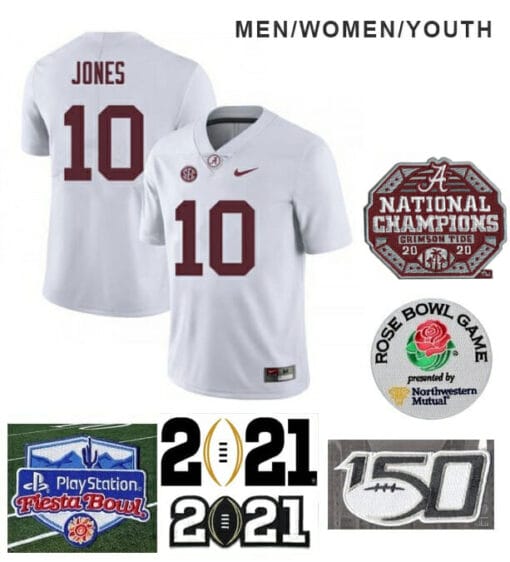 Alabama Crimson Tide #10 Mac Jones Football White Jersey