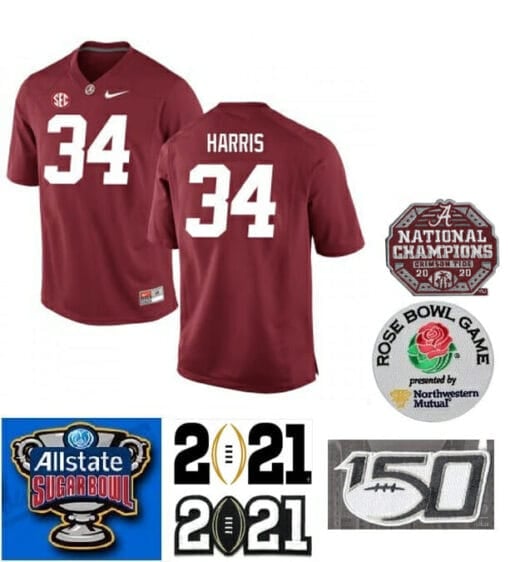 Alabama Crimson Tide #34 Damien Harris Football Jersey Red