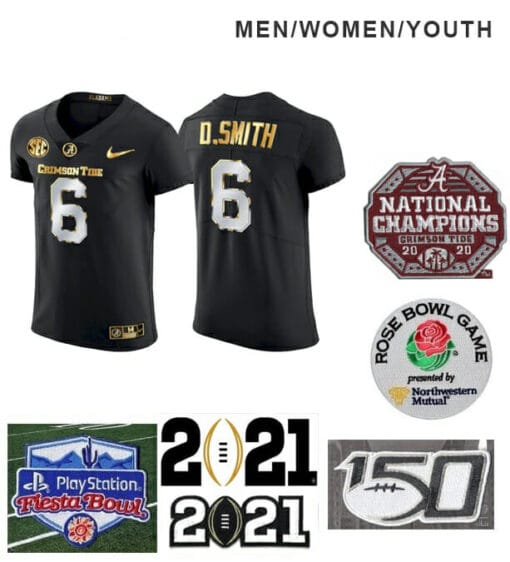 Alabama Crimson Tide #6 DeVonta Smith College Black Jersey Football