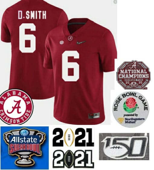 Alabama Crimson Tide #6 DeVonta Smith Alabama Jersey Football Red
