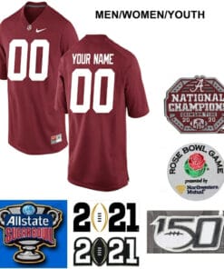 Custom Alabama Jersey Crimson Tide College Football Red