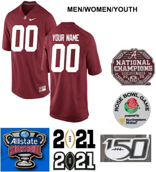 Custom Alabama Jersey Crimson Tide College Football Red