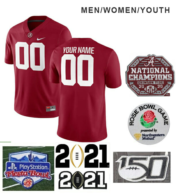 Alabama Crimson Tide Custom Name and Number College Football Red Jersey