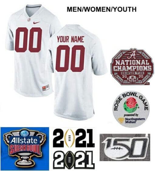New Custom Alabama Jersey Alabama Crimson Tide Football White