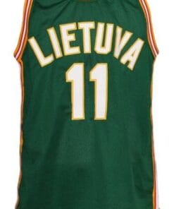 Arvydas Sabonis 11 Lietuva Lithuania Custom Basketball Jersey Green 1