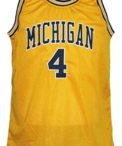 Alternative view of Chris Webber #4 Custom College Basketball Jersey New Sewn Yellow