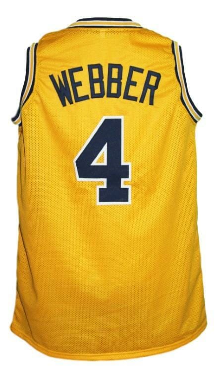 Chris Webber #4 Custom College Basketball Jersey New Sewn Yellow