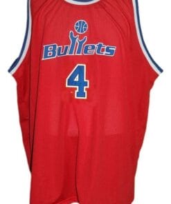 Alternative view of Chris Webber #4 Washington Retro Basketball Jersey Sewn Red
