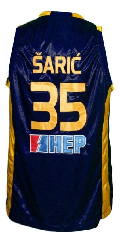 Dario Saric #35 KK Zagreb Croatia Basketball Jersey New Sewn Navy Blue