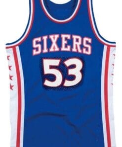 Alternative view of Darryl Dawkins #53 Philadelphia Basketball Jersey Sewn Blue