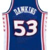 Darryl Dawkins #53 Philadelphia Basketball Jersey Sewn Blue