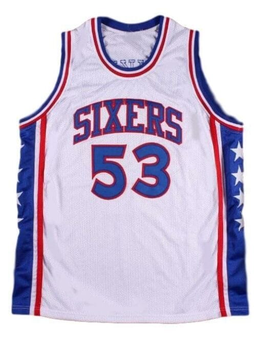 Darryl Dawkins #53 Philadelphia Basketball Jersey Sewn White - Image 2
