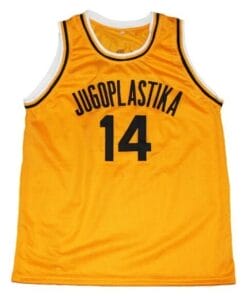 Dino Radja #14 Jugoplastika Yugoslavia Basketball Jersey Yellow