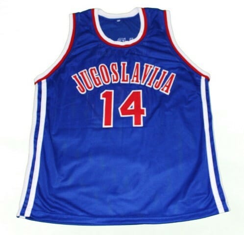 Dino Radja #14 Jugoslavija Yugoslavia Basketball Jersey Blue