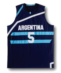 Alternative view of Manu Ginobili #5 Team Argentina Basketball Jersey Navy Blue