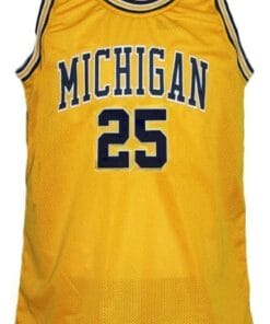Alternative view of Juwan Howard #25 Custom College Basketball Jersey New Sewn Yellow
