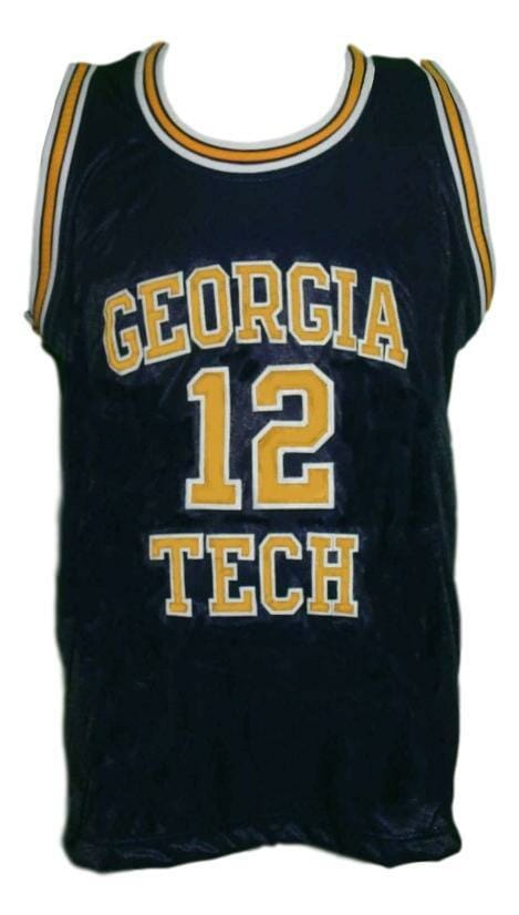 Kenny Anderson #12 College Basketball Jersey Sewn Navy Blue - Image 2