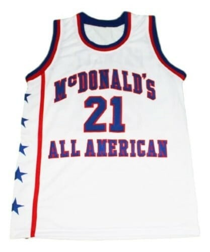 Kevin Garnett #21 McDonald's All American Basketball Jersey Sewn White - Image 2