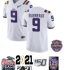 LSU Tigers #9 Joe Burreaux Football Jersey White Diamond Quest