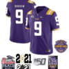 LSU Tigers #9 Joe Burrow LSU Jersey Football Purple Diamond Quest