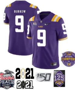 LSU Tigers #9 Joe Burrow LSU Jersey Football Purple Diamond Quest