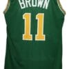 Larry Brown #11 Washington Caps Retro Aba Basketball Jersey Green