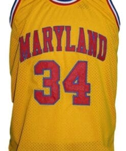 Alternative view of Len Bias #34 Custom College Basketball Jersey Yellow