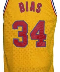 Len Bias #34 Custom College Basketball Jersey Yellow