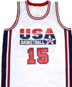 Alternative view of Magic Johnson #15 Team USA Basketball Jersey White
