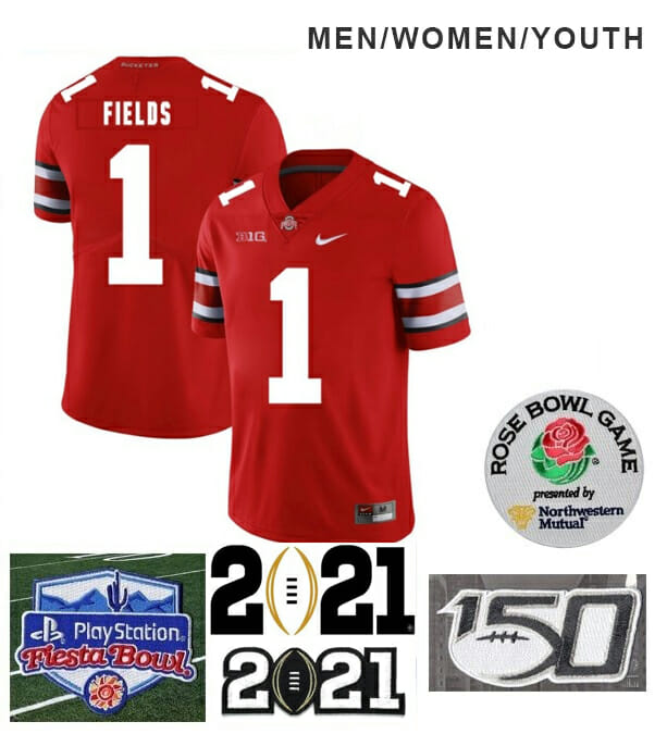 Ohio State Buckeyes #1 Justin Fields Jersey College Football Red