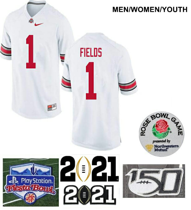 Ohio State Buckeyes #1 Justin Fields Jersey College Football White