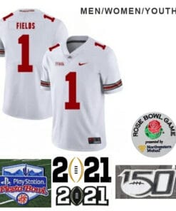 Ohio State Buckeyes #1 Justin Fields College Football White Jersey