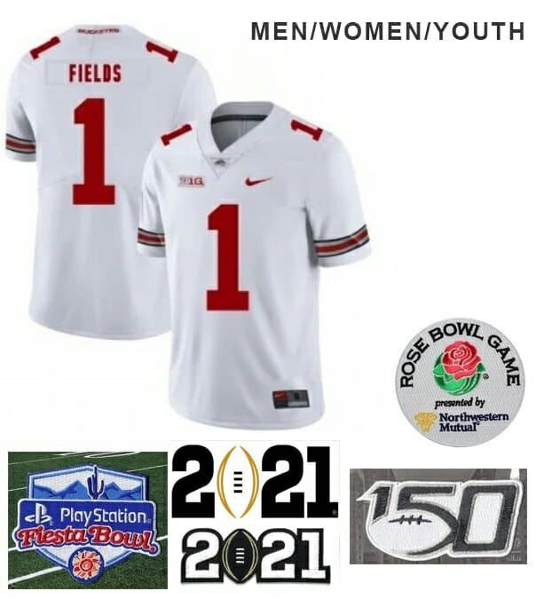 Ohio State Buckeyes #1 Justin Fields College Football White Jersey