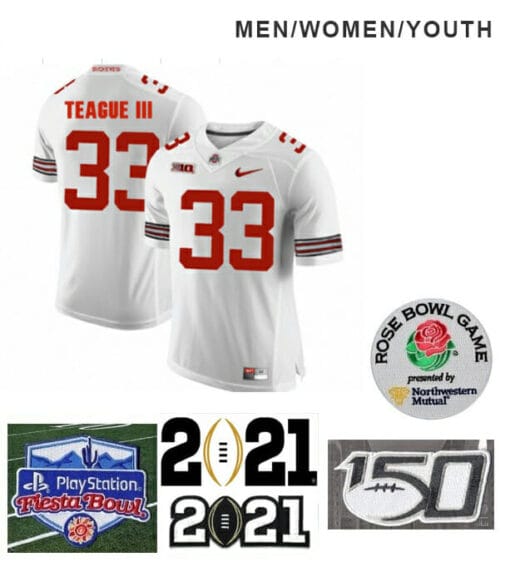 Ohio State Buckeyes #33 Master Teague Football Jersey White