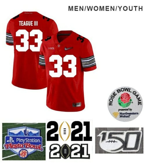 Ohio State Buckeyes #33 Master Teague Football Red Jersey