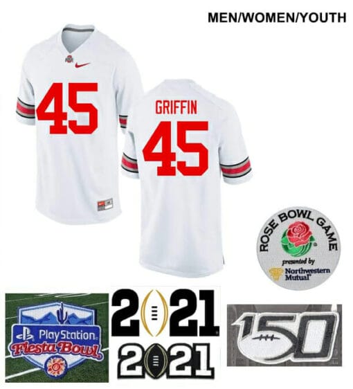 Ohio State Buckeyes #45 Archie Griffin Football Jersey White