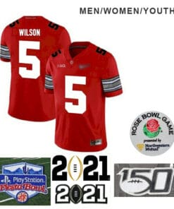 Ohio State Buckeyes #5 Garrett Wilson Jersey Football Red